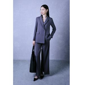 Pantalon élégant anti-rides à fente avant, coupe droite, en twill de laine peignée vietnamienne (mélange polyester (polyester + élasthanne)) KQ20 - Product Image 4