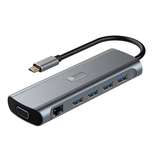 <span class=keywords><strong>Hub</strong></span> <span class=keywords><strong>USB</strong></span> Tipo <span class=keywords><strong>C</strong></span> 12 en 1 con Alimentación, Estación de Acoplamiento Portátil para Laptops con PD, VGA y Múltiples Puertos, para Viaje, Compatible con Surface - Product Image 1