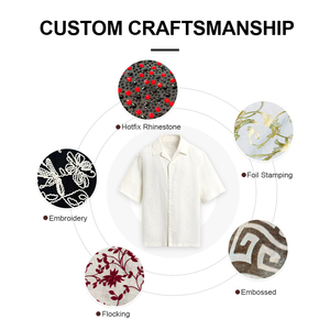 <span class=keywords><strong>Camicia</strong></span> da Uomo Vintage <span class=keywords><strong>Blu</strong></span> con Stampa Floreale Geometrica, Manica Corta, 30% <span class=keywords><strong>Lino</strong></span> 70% Poliestere, <span class=keywords><strong>Camicia</strong></span> Estiva per Primavera Estate - Product Image 4