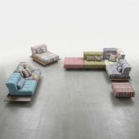 Canapé modulaire bohème OAKEN, canapé combiné en tissu patchwork coloré, canapé à combinaison libre pour salon de villa
