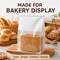 Bolsas de Pan con Cierre Metálico Blancas con Ventana Transparente, Empaque para Panadería, Galletas y Bocadillos, Disponibles en Stock