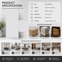 Venta al por Mayor Directa de Fábrica, OEM ODM, Baldosa de Porcelana Brillante con Aspecto de Mármol Gris Claro de 400x800 mm para Paredes y Pisos de Baños