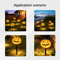 Lampu Taman LED Halloween Bentuk Labu Tersenyum, Tahan Air, Bercahaya, Menggunakan Tenaga Surya, Lampu Hias Dekorasi Halaman Luar Ruangan