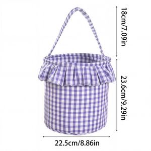 Panier de luxe personnalisé avec nom brodé pour Halloween, motif gingham à volants, sac de rangement pour jouets, idéal pour la collecte de bonbons ou comme sac de rangement pour jouets. - Product Image 6