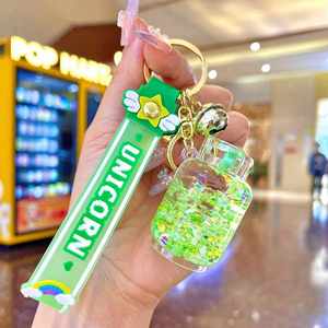 Nightlight Sand Bottle Keychain with Oil Bubble Beads Gas Tank Keychain Small Birthday Gift Bag <b>Hanger</b> Wholesale - Product Image 3