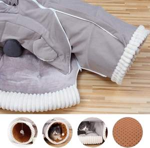 高品質カスタム猫犬ドリル穴トンネルおもちゃスクエア折りたたみ式猫ドーナツ遊びトンネルベルベットフランネルペットソリッドパターンOEM ODM - Product Image 5