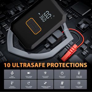 Pompa Ban Mobil & Jump Starter 2 in 1 Tanpa Kabel, Pompa Udara Sepeda Listrik untuk Darurat di Pinggir Jalan - Product Image 2