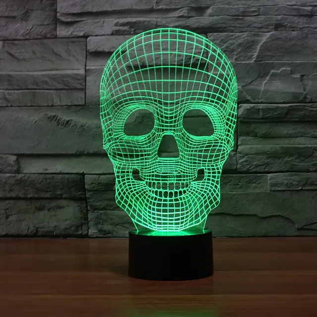 Kanlong Halloween Decor Skull Shape Multicolor Illusion Table Lamp 7 Colors Lamp 3D Art Night Lamp for Kids Toy Gifts