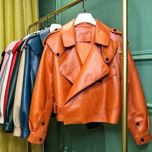 Nouvelle arrivée, veste bomber en cuir véritable pour femmes, tendance motard - Product Image 1