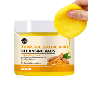 60 Almohadillas Faciales de Algodón de 3 Capas con Ácido Kójico y Cúrcuma para Aclarar la Piel, Tónico Facial Blanqueador y Limpiador para el Acné - Product Image 1