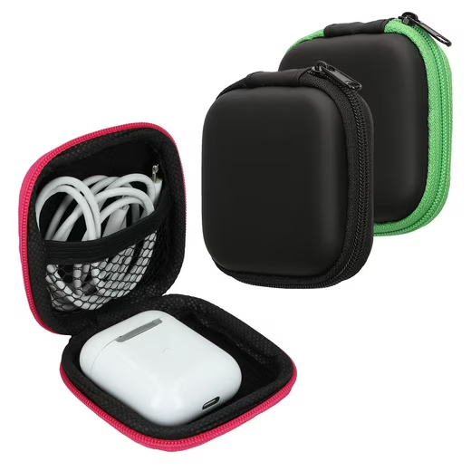 OEM ODM Factory Custom Colorful PU EVA Headphone Case Waterproof Sports Earbuds Earphone Packaging with Mesh Pocket
