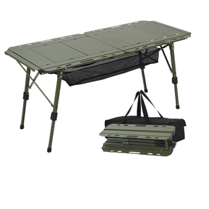 <b>Adjustable</b> Height Outdoor Foldable BBQ Grill <b>Table</b> Modern Design Black Aluminum Portable Collapsible Camping Grill <b>Table</b> - Product Image 1