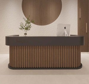 Thiết kế hiện đại bàn tiếp tân cho salon khách sạn LED ánh sáng bằng gỗ nội thất văn phòng phía trước bàn tiếp tân Salon tiếp tân bàn - Product Image 1