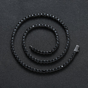 <span class=keywords><strong>Collar</strong></span> <span class=keywords><strong>de</strong></span> Cadena <span class=keywords><strong>de</strong></span> Tenis con Circonitas, Estilo Hip Hop, Color Negro Metálico, Latón, 4mm <span class=keywords><strong>de</strong></span> Ancho, Una Hilera, Venta al Por Mayor 2025 - Product Image 3