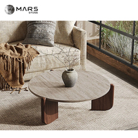 Dalle de marbre travertin naturel moderne Mars pour salon, meubles en pierre, tables basses rondes en travertin beige Cardin