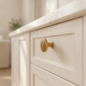 Perilla de gabinete de Metal redonda de diseño atractivo de latón AK en manija personalizada con acabado antiguo dorado para muebles de cajón y armario - Product Image 3