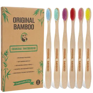 2024 Newset Groothandel Aangepaste Verpakking Kids Bamboe Tandenborstel Met Case Kraft Verwijderbare Hoofdhouder Stand Deksel En Logo