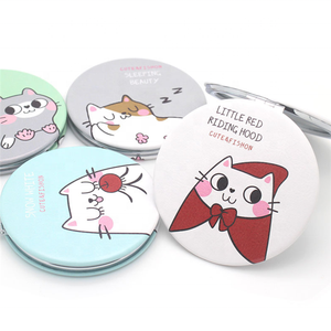 72mm Custom Hand Pocket Double Mirror round Rectangle PU Metal Promotional Mirrors in Stock
