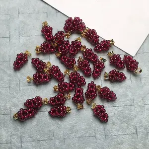 2020 Mesa crystal wholesale natural garnet small grape pendant wine red hand-woven jewelries 14K gold button