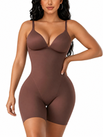 Bodysuit Moldeador Personalizado al por Mayor para Mujer, Escote en V Profundo, Sujetador Incorporado, Entrepierna Abierta, Control de Abdomen, Ropa Interior Moldeadora hasta Medio Muslo