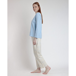 ADMAS Joyful Department Pijama estampado para mujer Manga larga Cierre de cintura elástica Transpirable Spandex Camisón sólido Ropa de casa - Product Image 2