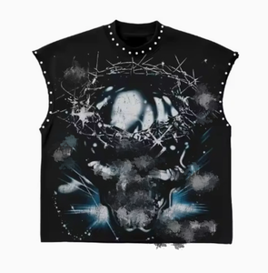 <span class=keywords><strong>Camiseta</strong></span> de Algodón PEEQI con Tachuelas Metálicas, Diseño Punk de Verano, Camisetas sin Mangas para <span class=keywords><strong>Mujer</strong></span>, <span class=keywords><strong>Camiseta</strong></span> sin Mangas con Estampado de Letras, Camisetas sin Mangas para <span class=keywords><strong>Mujer</strong></span> - Product Image 6