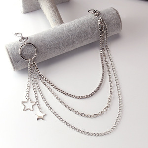 yueli Multi Layered Hip Hop Punk Waist <b>Chain</b> With Star Pendant Zinc Alloy For Daily Wear Unisex Fashion Body <b>Chain</b> - Product Image 2