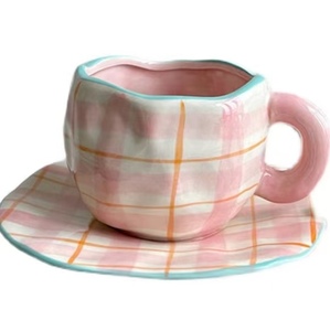 Ensemble tasse et soucoupe à café en céramique créative personnalisée, style rétro vintage, 200 ml, pour café, thé, lait, <span class=keywords><strong>d</strong></span>îner - Product Image 1