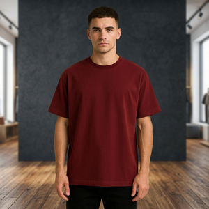 T-shirt personnalisé à manches courtes en coton lourd coupe classique |   T-shirt uni à épaules tombantes pour homme, style streetwear |   Premium - Product Image 3