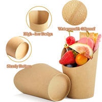 Gobelets en papier kraft jetables de haute qualité pour gaufre pop-corn porte-frites emballage alimentaire personnalisé tasses à frites