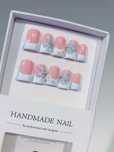 Uñas Postizas Acrílicas Hechas a Mano, Diseño <span class=keywords><strong>de</strong></span> Pato, 10 Piezas, Uñas <span class=keywords><strong>de</strong></span> Presión <span class=keywords><strong>para</strong></span> Niños, Modelo Cuadrado, Reutilizables, Aplicación en Dedos - Product Image 1