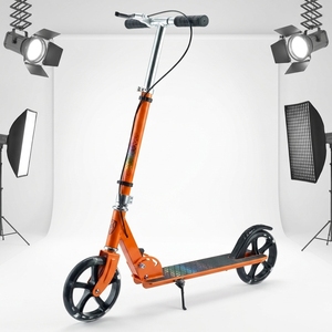 Trottinette pliable pour adultes et adolescents avec grandes roues de 200 mm et frein à main, légère, élégante, orange vif, trottinette de ville - Product Image 3