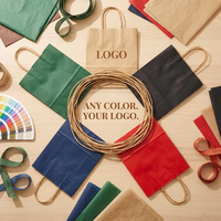 Sacs cadeaux en papier kraft biodégradable colorés et durables avec poignées pour l'artisanat, les bougies et la restauration rapide