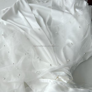 Peignoir de Mariée Kimono en Soie Satiné Blanc Perles Luxe Créateur Mariage pour Femme - Product Image 5