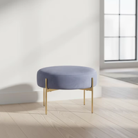 Pouf ottoman moderne de luxe avec pieds en métal, chaise de salle à manger en velours coloré pour restaurant, hôtel, café, villa