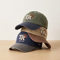Casquette de baseball décontractée rétro en coton délavé, logo brodé personnalisé, profil bas, non structurée, 5 panneaux, style Dad Hat, OEM ODM