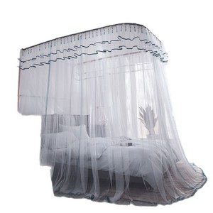 Moustiquaire de lit sur rail, occultante, respirante, pour chambre à coucher, à trois portes, en forme de U, sur pied, sans installation requise - Product Image 5