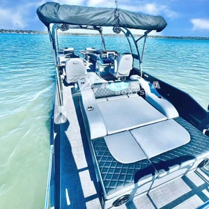 Bateau ponton familial de luxe de 5,2 m/17 pieds avec moteur et remorque pour les loisirs en plein air, la pêche sportive, bateau ponton en aluminium de 15 pieds - Product Image 4