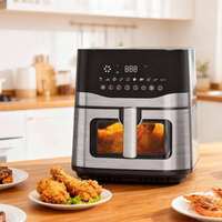 Friteuse à air électrique numérique moderne 9L carrée avec écran tactile, protection contre la surchauffe, nettoyage facile, cuisson rapide, idéale pour hôtels (version US)