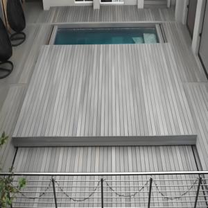 Ahorre espacio Seguridad Madera Plástico Piscina Cubierta Wpc Cubierta de suelo <span class=keywords><strong>para</strong></span> piscina pequeña - Product Image 2