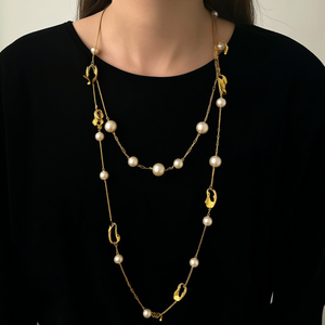 Collar de Perlas de Acero Inoxidable 316L con Baño de Oro PVD, Diseño de Cadena Larga, Sostenible y Resistente - Product Image 3