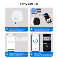 Caméra de sécurité intérieure murale 2K 3MP H.264 WiFi sans perçage pour appartement, vision nocturne couleur, détection de mouvement, sans abonnement mensuel