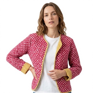 Veste formelle pour femme, faite à la main, réversible, douce, matelassée, séchage rapide, 100% coton pur, col en V, imprimé floral, pour toutes les saisons - Product Image 1