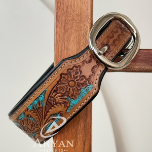 Collier de chien réglable de luxe de haute qualité avec boucle en métal et anneau en D Colliers pour animaux de compagnie en cuir véritable outillés à la main de luxe écologiques - Product Image 1