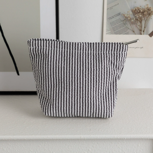 Bolsa <span class=keywords><strong>de</strong></span> <span class=keywords><strong>Maquillaje</strong></span> <span class=keywords><strong>de</strong></span> Lona a Rayas Pequeña al por Mayor, Estuche Portátil con Cierre para Viaje, Impresión Personalizada, Regalo Promocional - Product Image 2