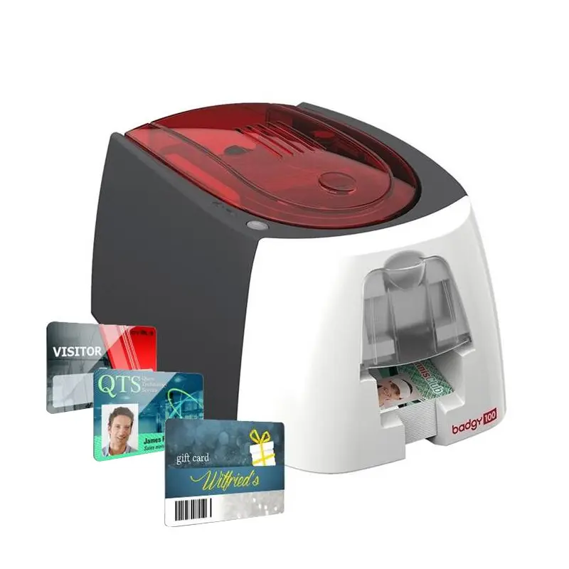 Barway-impresora de tarjetas de identificación Evolis Badgy100, máquina de impresión económica con opción de una o doble cara, PVC