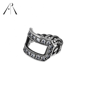 <span class=keywords><strong>Vantage</strong></span> Punk Trendy Hip Hop Street Style forma cuadrada con piedra de circón hueco S925 anillos de ley - Product Image 4