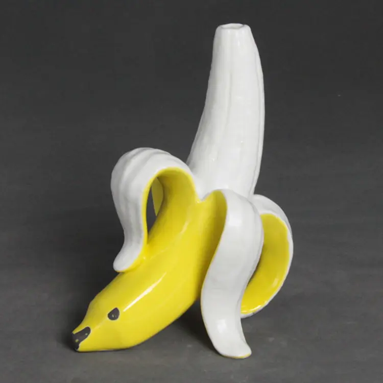 Art & Crafts Kreative Bananen ornamente Kunden spezifische glasierte Farbe Bananen dekorationen Bananenkeramik-Blumenvase