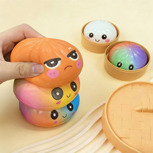 New Products PU Smile Face Bun Dumpling <b>Squishy</b> Ball Glitter Mystery Box Promotional Gifts Decompression Toys for Kids Adults - Product Image 1