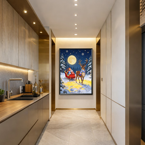 Impression lumineuse néon pour les fêtes de Noël, art mural LED sur toile, impression LED, cloche de Noël rustique encadrée pour la décoration - Product Image 3